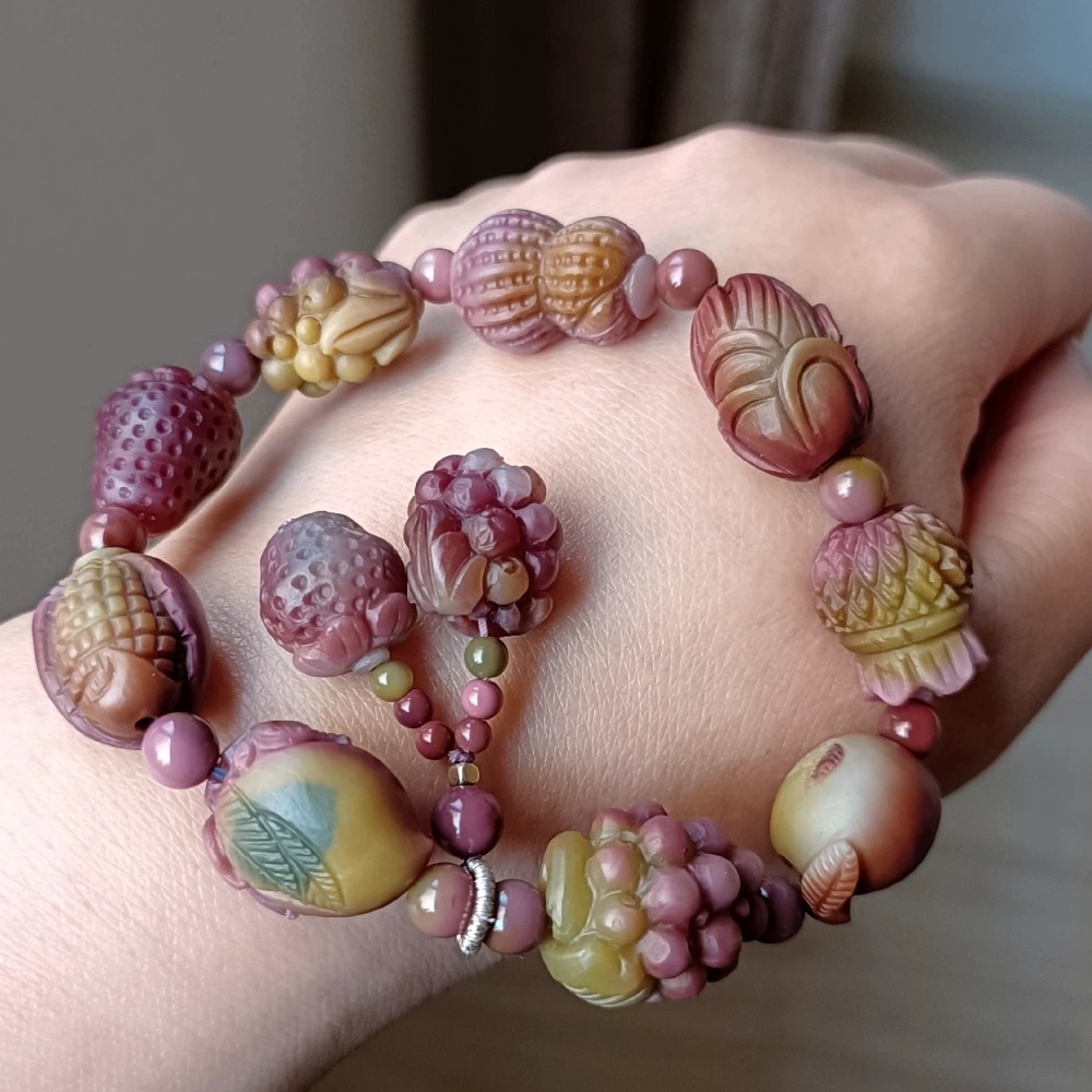 Yanyuan Agate Fruits Bracelet,Natural Yanyuan Eight Treasures bracelet For Women,One of a kind jewelry