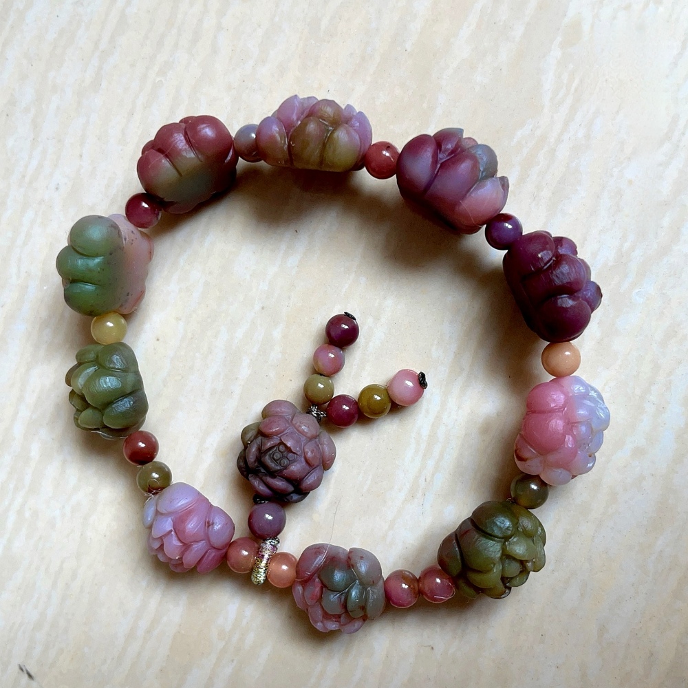 New !Yanyuan Agate Bracelet, Lotus Flower Carved Yanyuan bracelet For Women,One of a kind jewelry,Luxury gift for Her