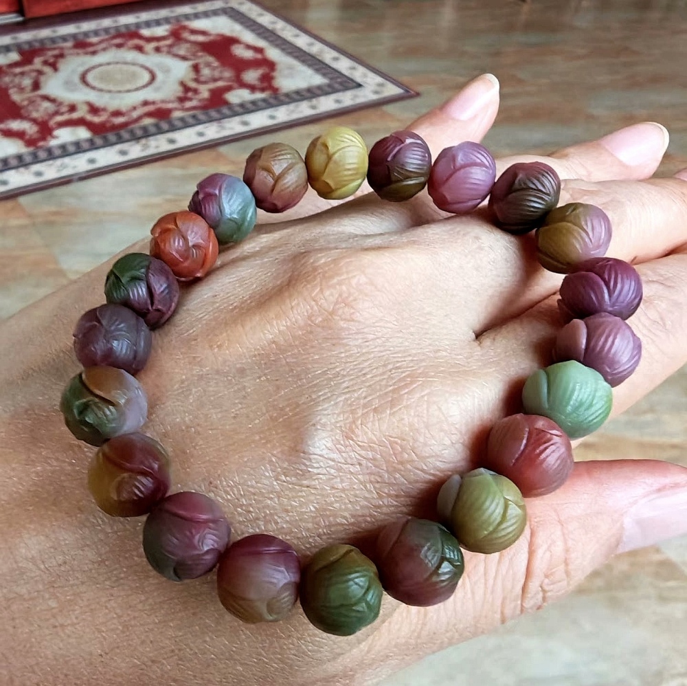 Sale ! Exquoisite Lotus Carved Yanyuan Bracelet,Rare Gemstone bracelet For Women,One of a kind jewelry,Luxury gift for Her
