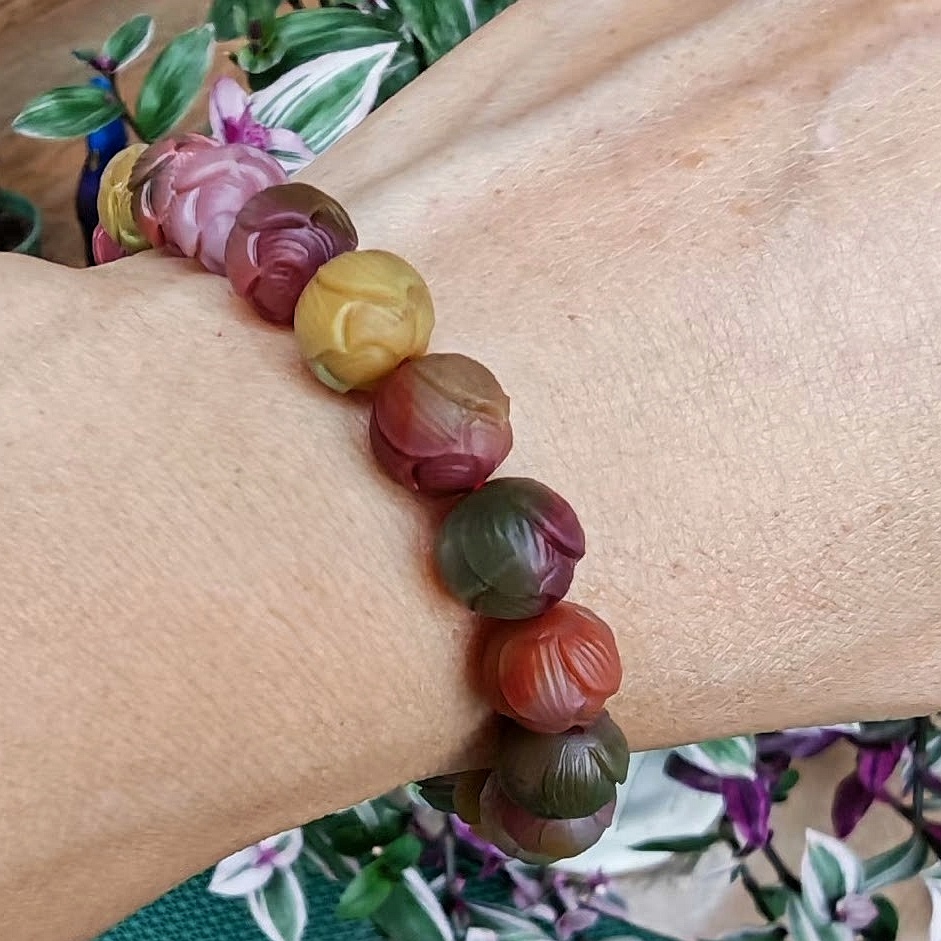 Sale ! Exquoisite Lotus Carved Yanyuan Bracelet,Rare Gemstone bracelet For Women,One of a kind jewelry,Luxury gift for Her