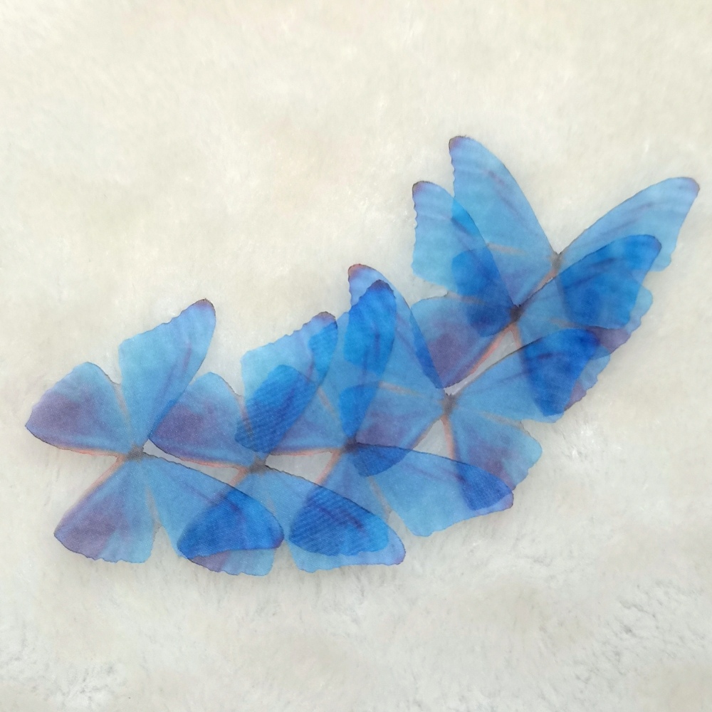 20Pcs Silk Butterfly Wings-(EN1) ,Jewelry Making / Wedding Dress Sewing / Appliques / Doll Making crafts/Party Decorations ,Lace Butterfly Pieces