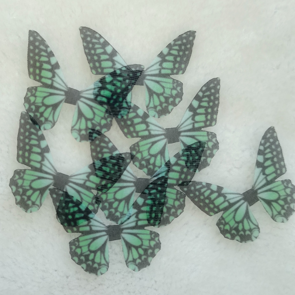 Green Orange Silk Butterfly Wings,Jewelry Making,Dress Making ,Doll Making, Half Transparent ,Lace Butterfly ,Sewing Project