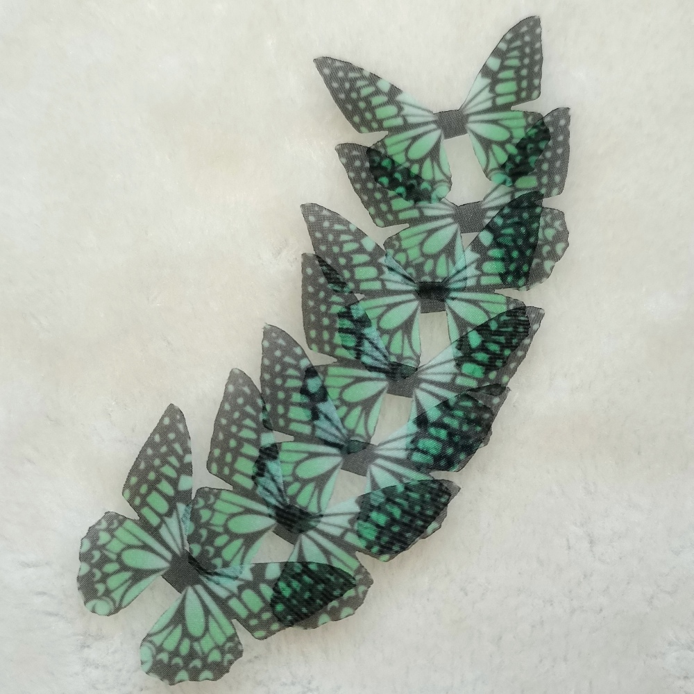 Green Orange Silk Butterfly Wings,Jewelry Making,Dress Making ,Doll Making, Half Transparent ,Lace Butterfly ,Sewing Project