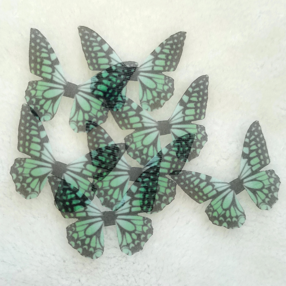 Green Orange Silk Butterfly Wings,Jewelry Making,Dress Making ,Doll Making, Half Transparent ,Lace Butterfly ,Sewing Project