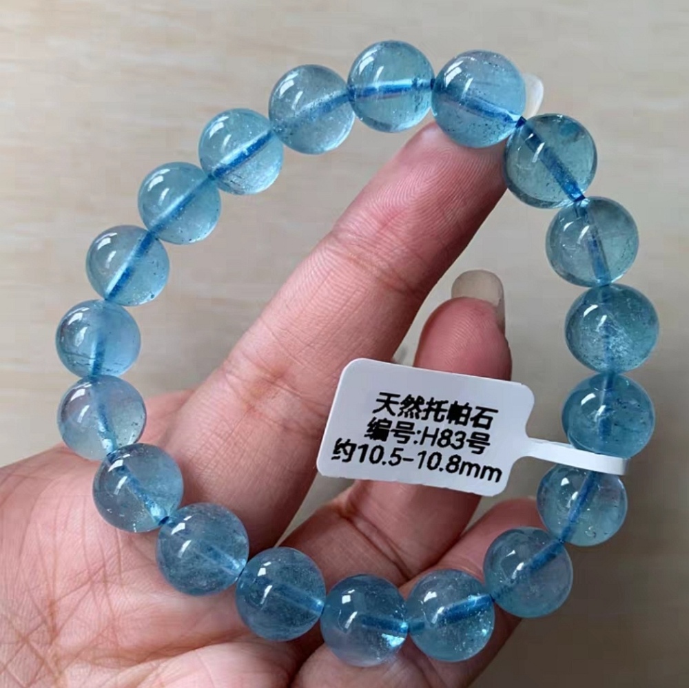 Blue Topaz Bracelet, 10MM+ Precious Gemstone Bracelet,Women Bracelet,Men Bracelet