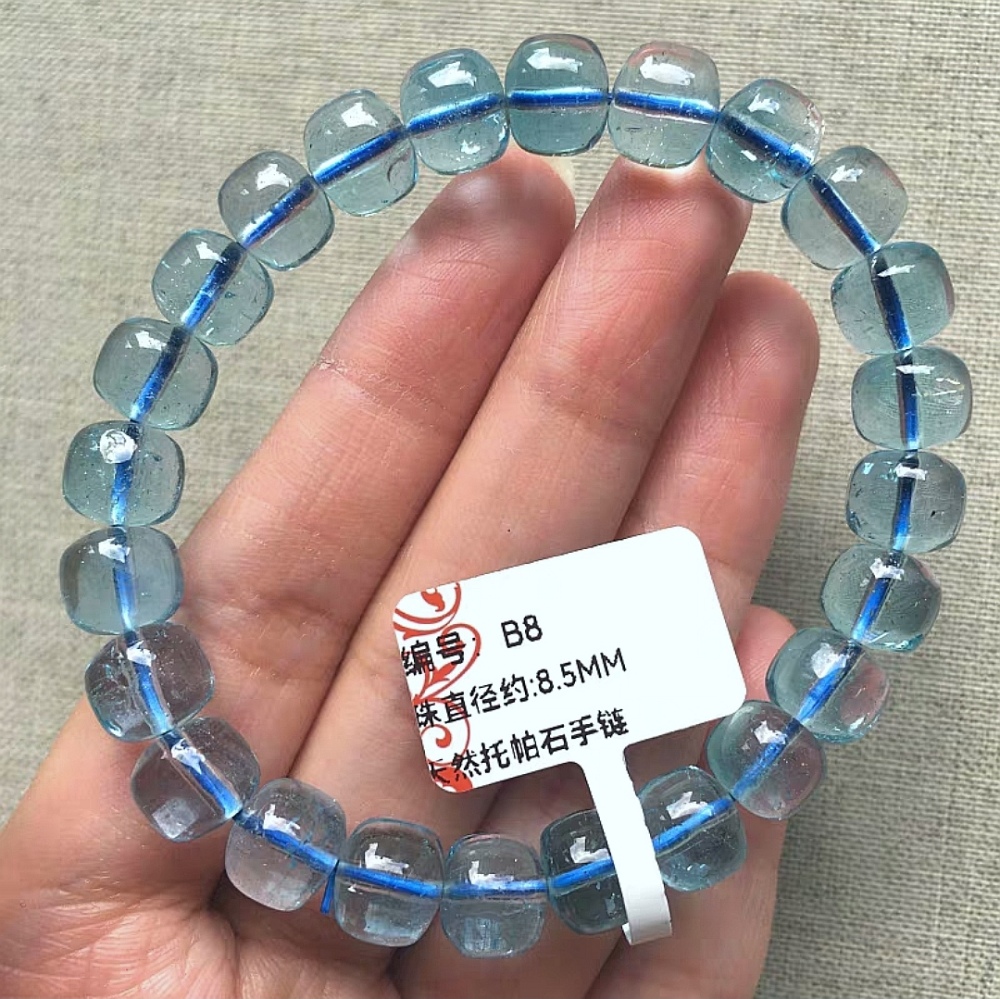 Barrel Topaz Bracelet, Precious Gemstone Beads Bracelet,Women Bracelet,Men Bracelet -8.5MM
