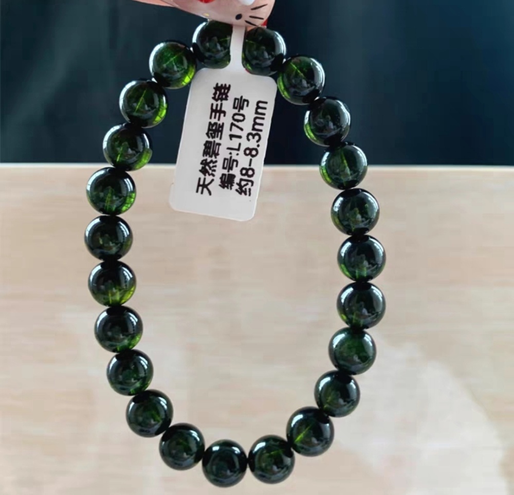 AAA Natural Genuine Old Mine Dark Green tourmaline bead bracelet,luxury jewelry gift green tourmaline bracelet