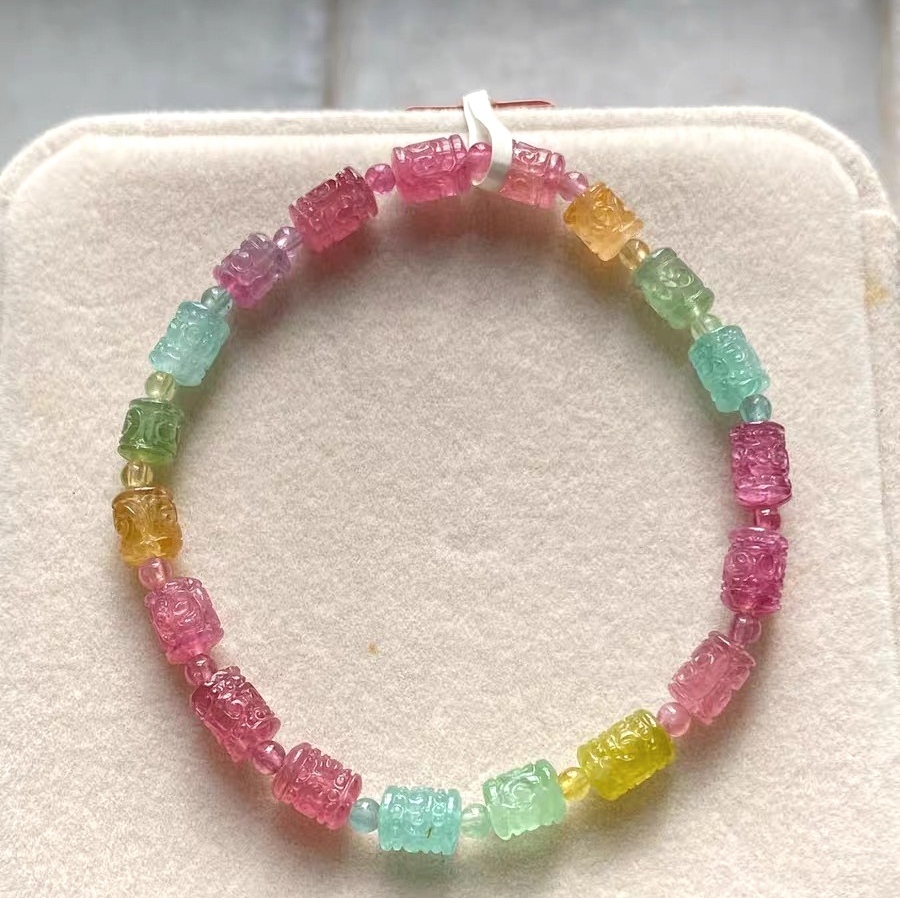 AAA Gorgeous Light Bright Tourmaline Bracelet,Good Lucky & Fortune Gemstone bracelet,5.8-5.4mm