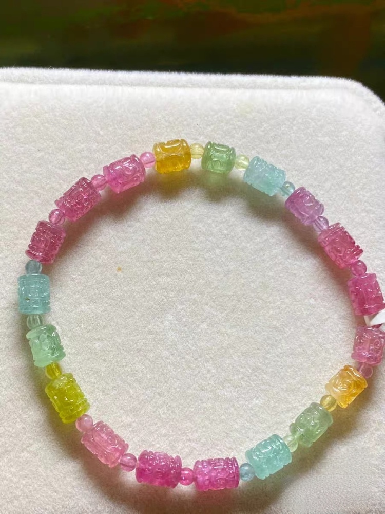 AAA Gorgeous Light Bright Tourmaline Bracelet,Good Lucky & Fortune Gemstone bracelet,5.8-5.4mm