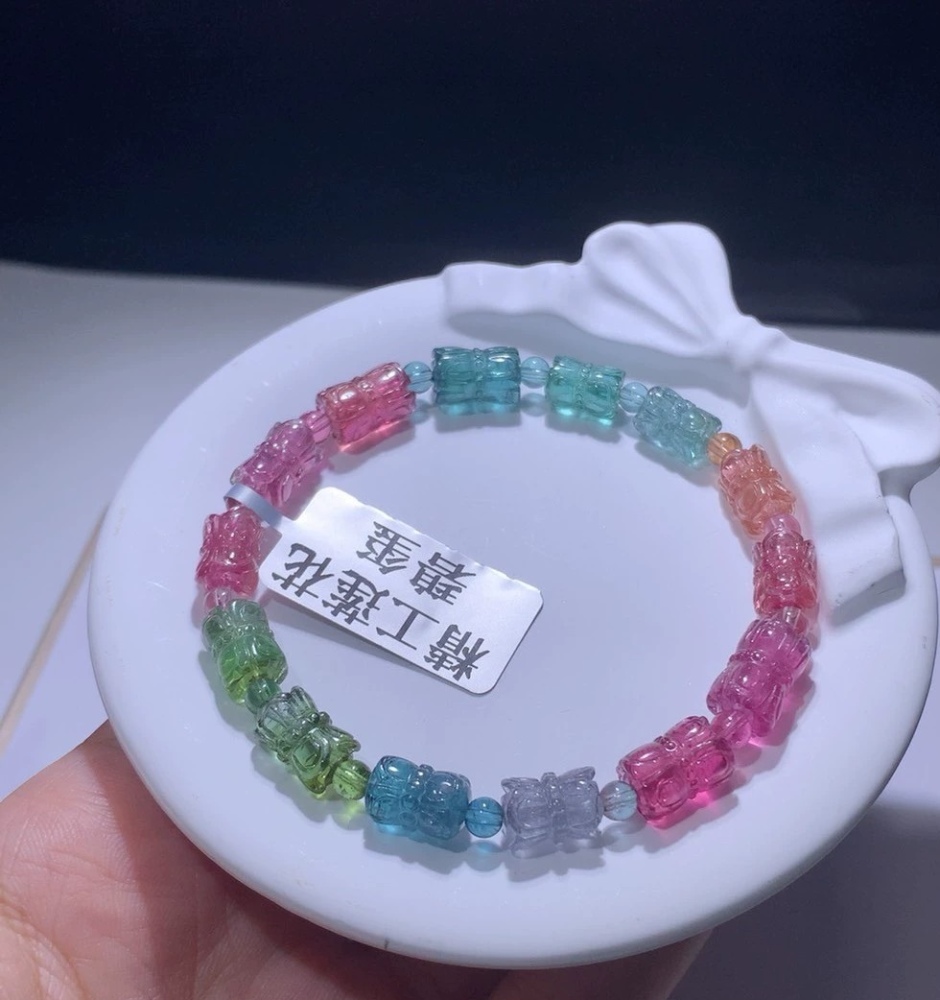 Ultra Gorgeous Rainbow Tourmaline Bracelet,Good Lucky & Fortune Gemstone bracelet,Tourmaline Jewelry,7MM