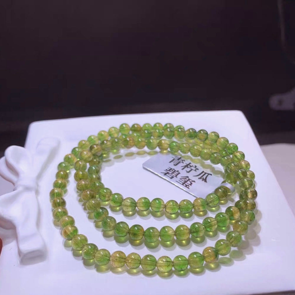 Unltra Gorgoues Tourmaline bracelet, 5MM+ Green Tourmaline Gemstone Bracelet,Three Layes Bracelet for women, Girl Bracelet Gift
