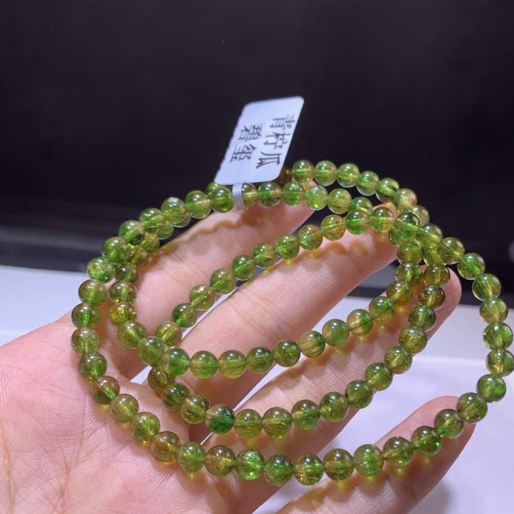Unltra Gorgoues Tourmaline bracelet, 5MM+ Green Tourmaline Gemstone Bracelet,Three Layes Bracelet for women, Girl Bracelet Gift