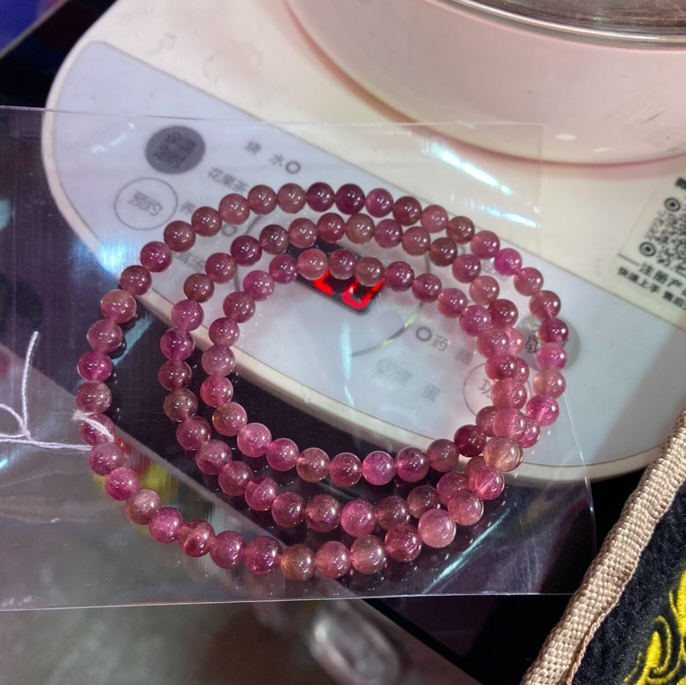 Unltra Gorgoues Tourmaline bracelet, 5.7MM Red Tourmaline Gemstone Bracelet,Three Layes Bracelet for women, Girl Bracelet Gift