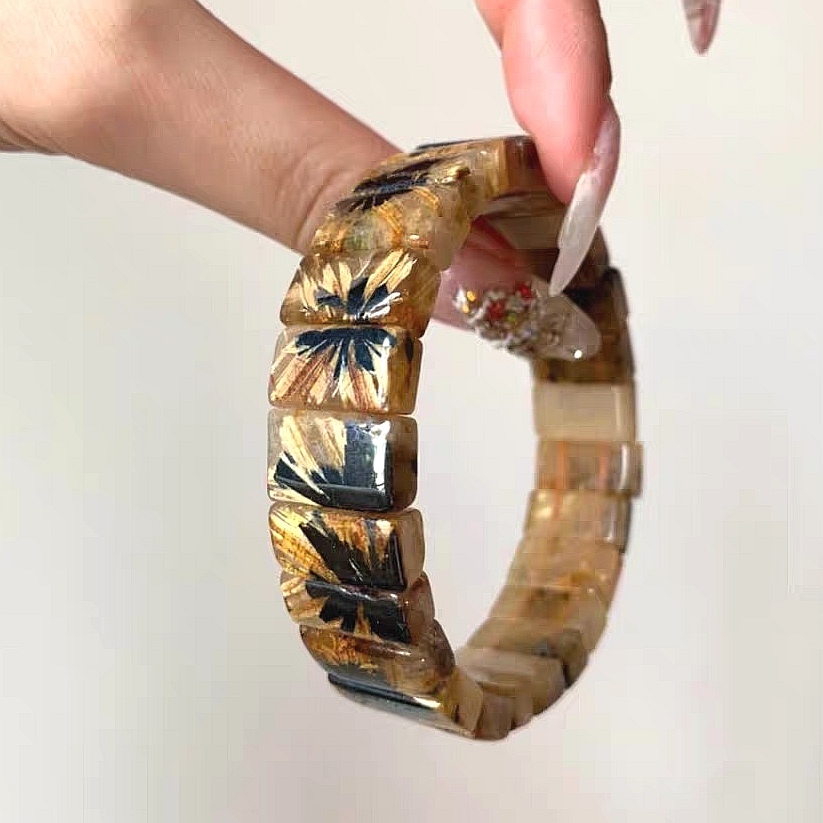 Sale! Rare Titanuim Rultilated Quartz Gemstone Bracelet For Women,Men bracelet gift -13.5mm