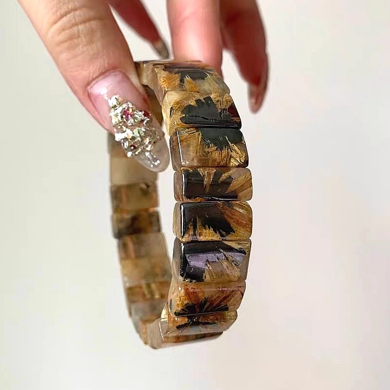 Sale! Rare Titanuim Rultilated Quartz Gemstone Bracelet For Women,Men bracelet gift -13.5mm