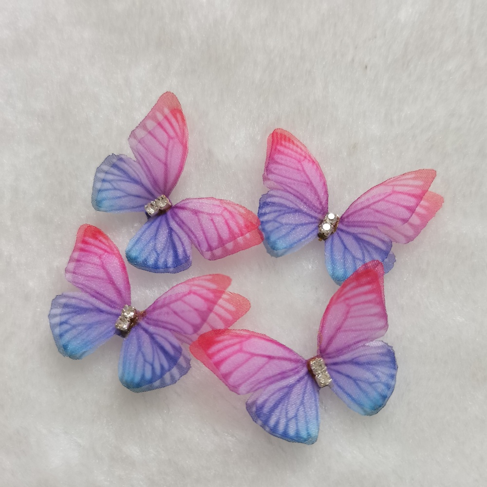 3D Butterfly Wings. Double Layer Organza Butterfly Wings With CZ For Jewelry / Costumes Sewing / Butterfly jewelry /Doll Making Butterfly-10 Pieces In Lots!