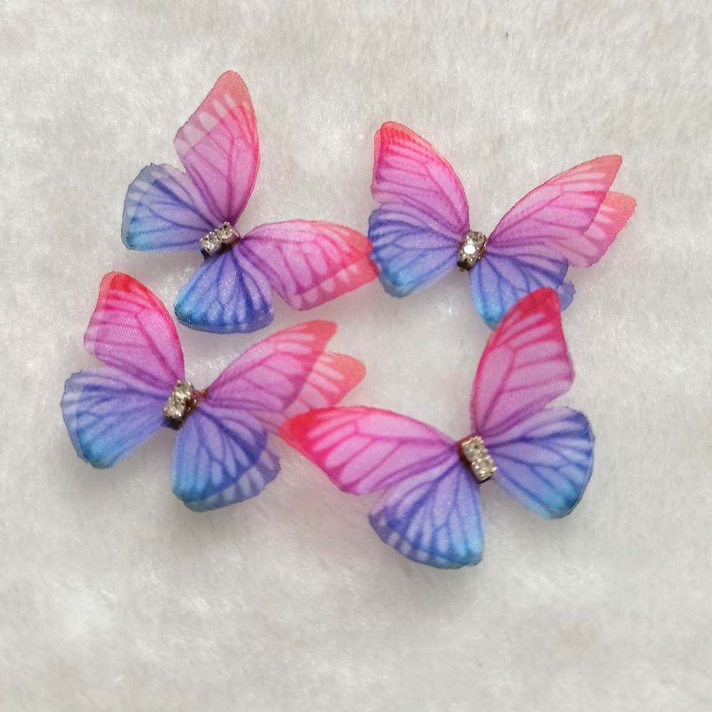 3D Butterfly Wings. Double Layer Organza Butterfly Wings With CZ For Jewelry / Costumes Sewing / Butterfly jewelry /Doll Making Butterfly-10 Pieces In Lots!