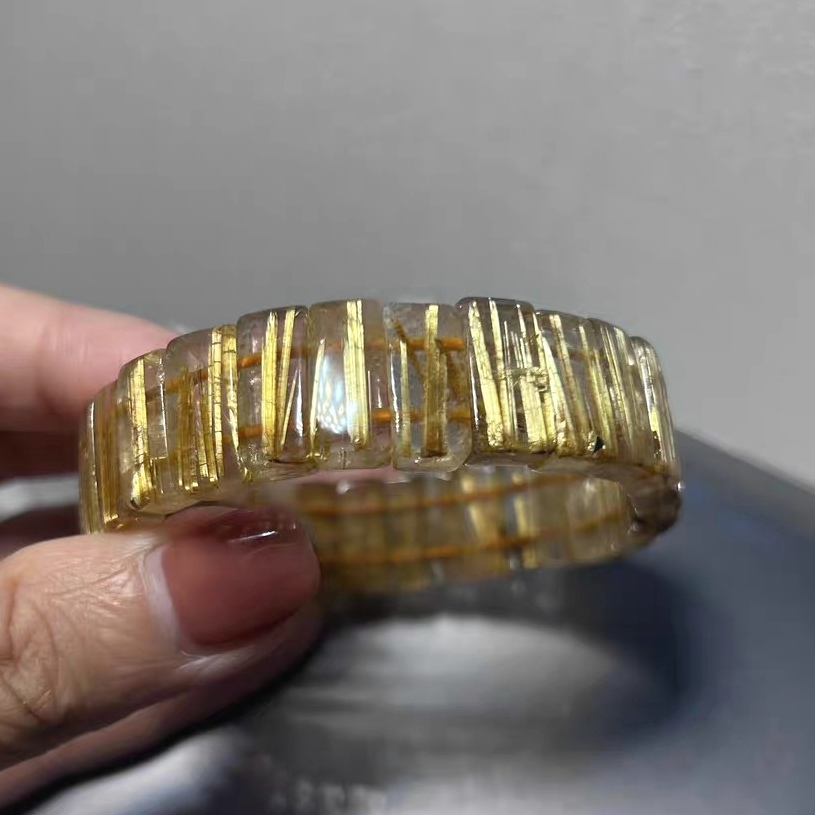 Sale! Rare Titanuim Rultilated Quartz Gemstone Bracelet For Women,Men bracelet gift -13.5mm
