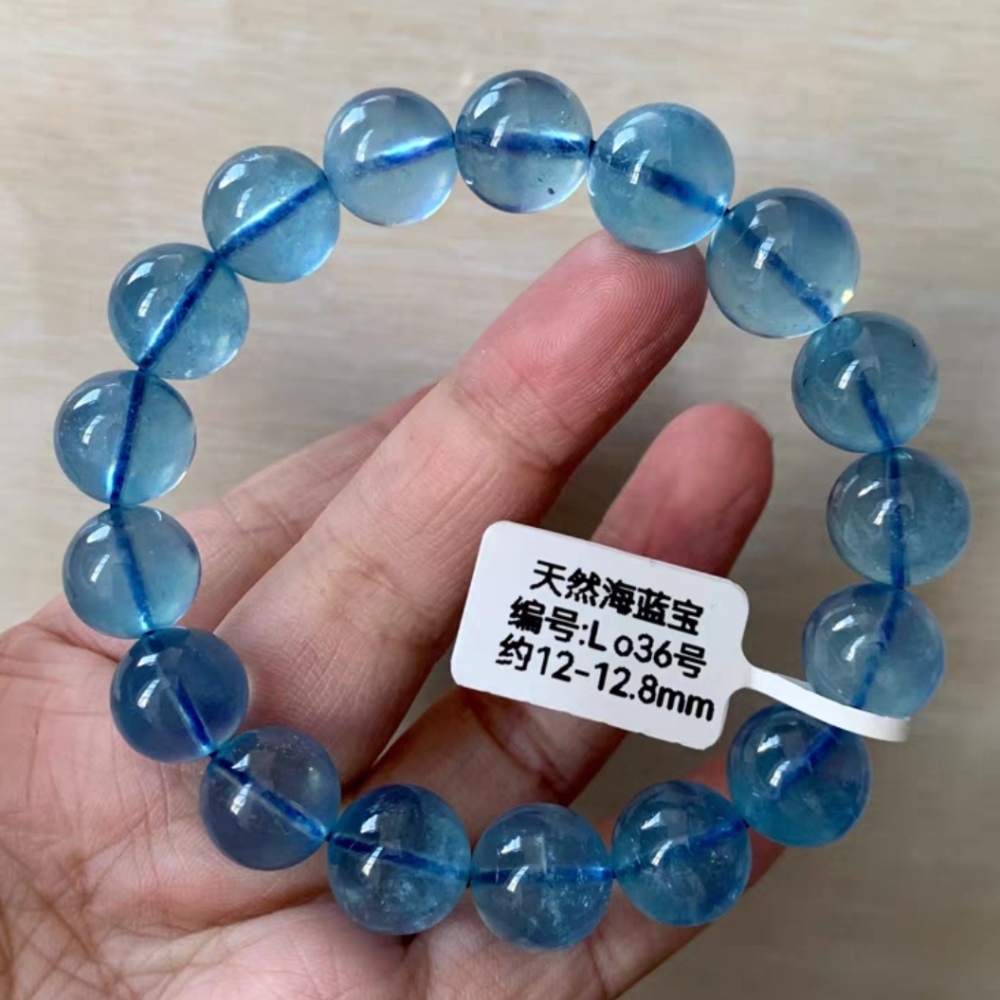 AAA Ultra Gorgeous Blue Aquamarine Bracelet 12MM Gemstone Birthstone Bracelet Gift
