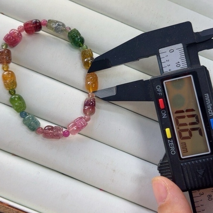 Exquoisite Rainbow tourmaline bracelet,Carved Pixiu Charms Gemstone Bracelet,Tourmaline Jewelry Gift