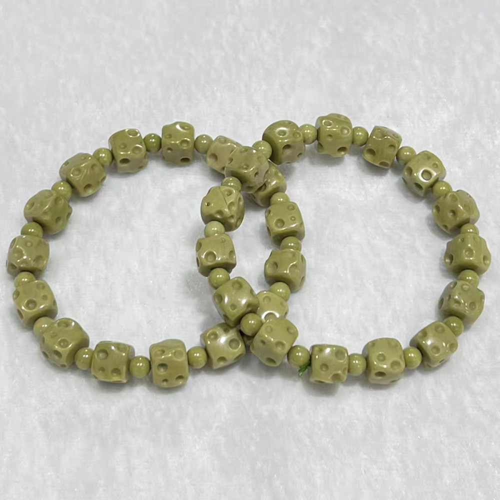 Green Alashan Agate Bracelet,9MM Yogurt Charms Gemstone Bracelet for women, Girl Bracelet ,Gift For Her