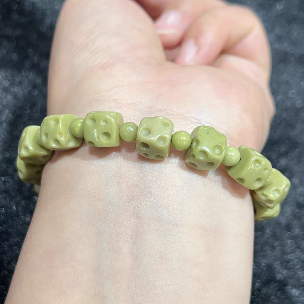 Green Alashan Agate Bracelet,9MM Yogurt Charms Gemstone Bracelet for women, Girl Bracelet ,Gift For Her