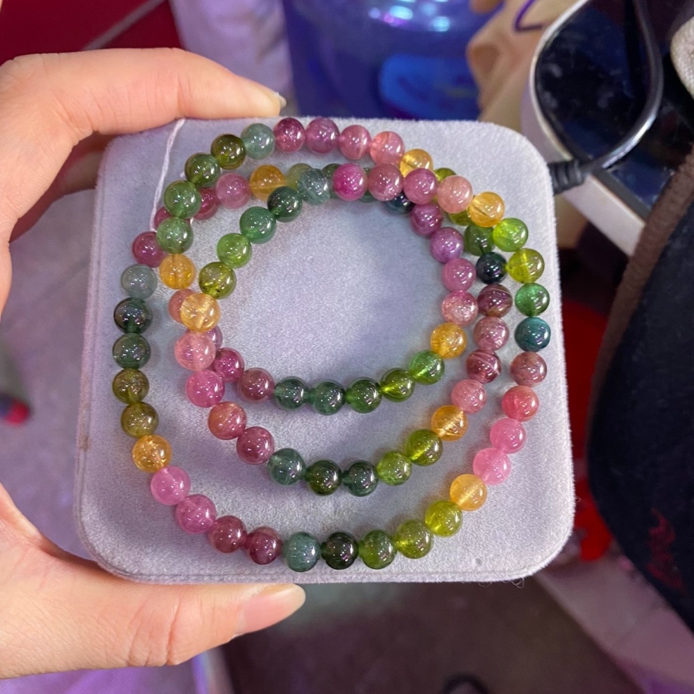 AAA Gorgoues Rainbow tourmaline bracelet,6MM Tourmaline Gemstone Bracelet for women, Jewelry Gift for her