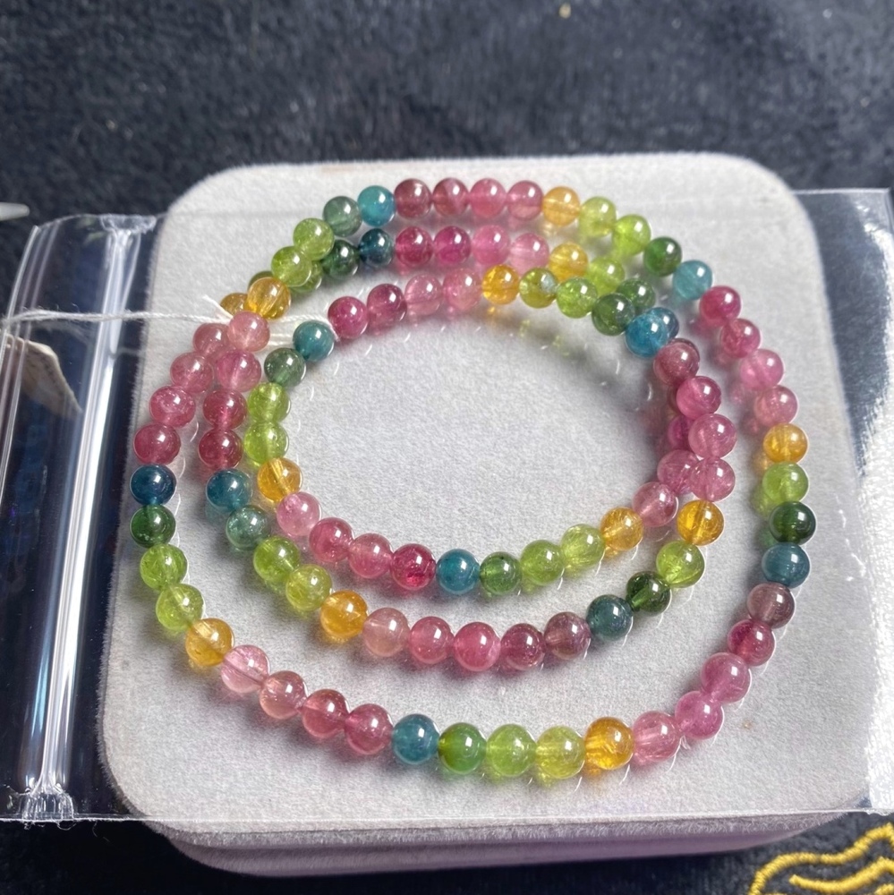 Unltra Gorgoues Tourmaline bracelet, Three Layes Bracelet for women, Girl Bracelet,Birthday Gift ,Mother's day gift for her-5.3mm