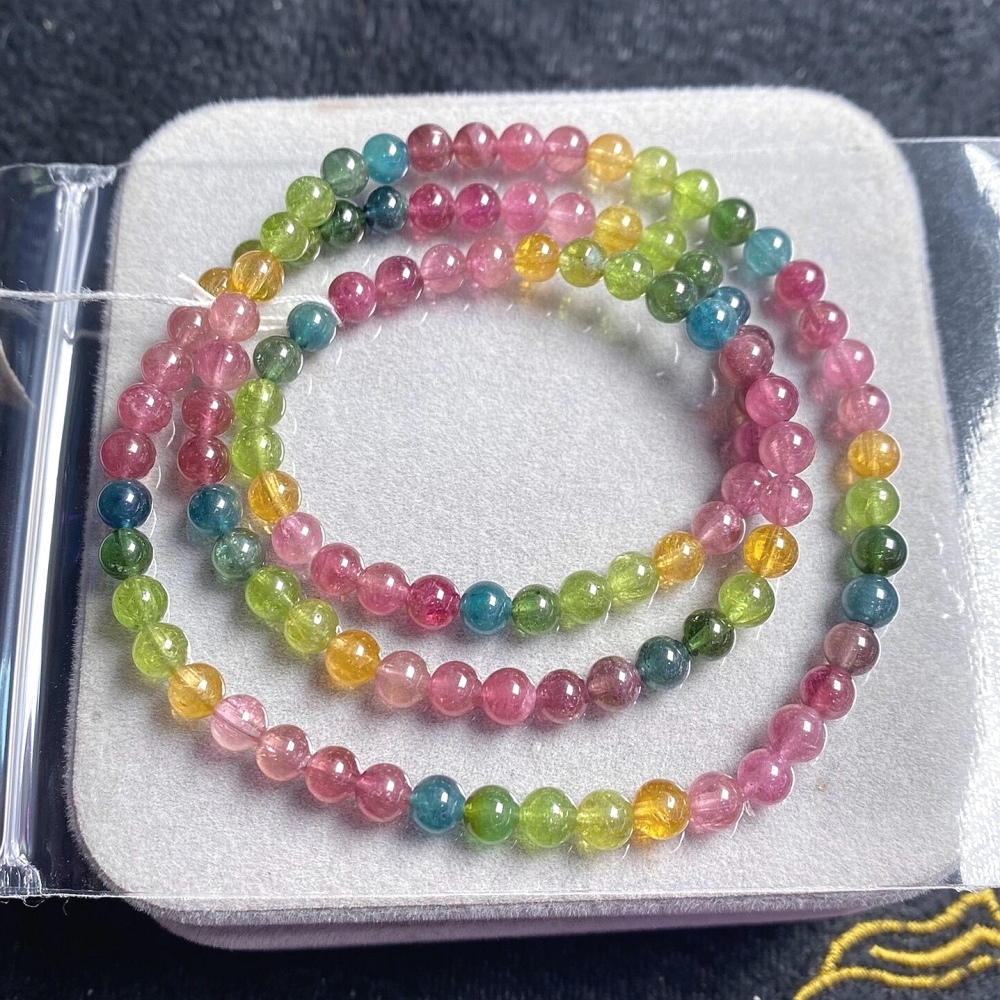 Unltra Gorgoues Tourmaline bracelet, Three Layes Bracelet for women, Girl Bracelet,Birthday Gift ,Mother's day gift for her-5.3mm