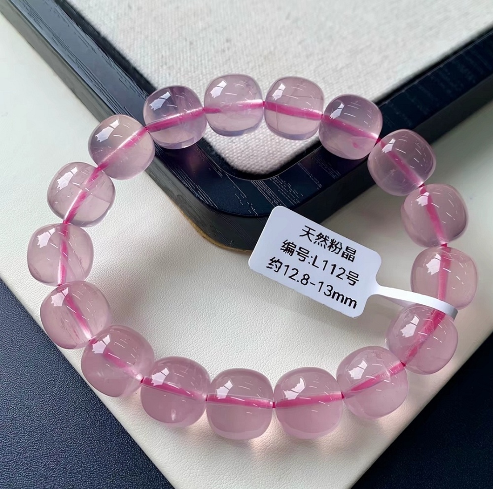 AAA Pink Quartz bracelet, 13mm beads, Natural Quartz Crystal Bracelet