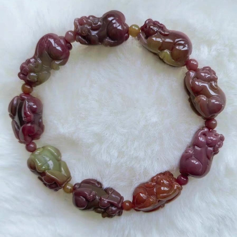 Rare! Yanyuan Agate Bracelet,Luxury Gemstone Pixiu Carved Yanyuan bracelet For Women,Men Jewelry Gifts,32g