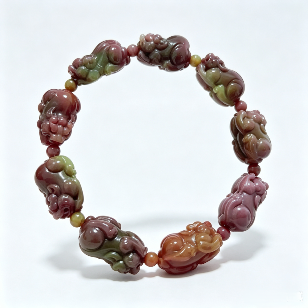Rare! Yanyuan Agate Bracelet,Luxury Gemstone Pixiu Carved Yanyuan bracelet For Women,Men Jewelry Gifts,32g