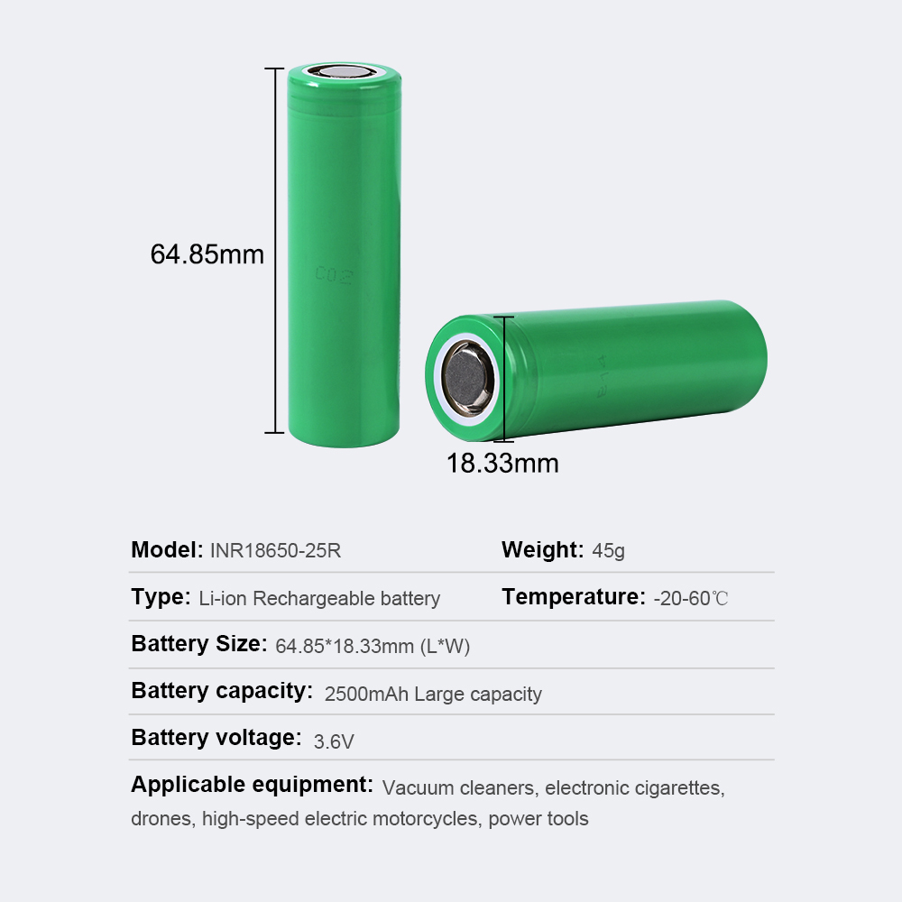 INR18650-25R 2500MAh Li-ion battery cells