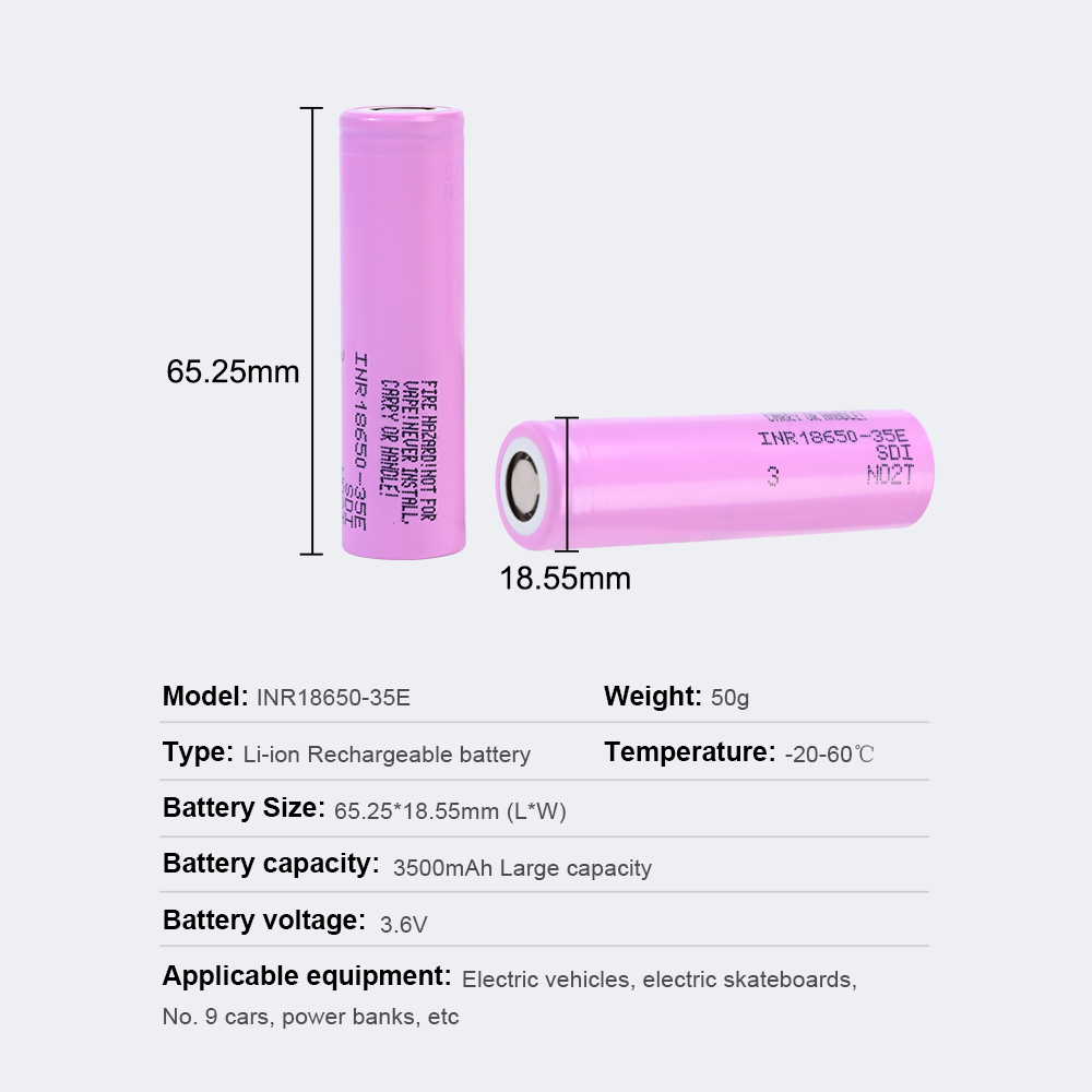 INR18650-35E 3500mAh  Lithium-lon Battery