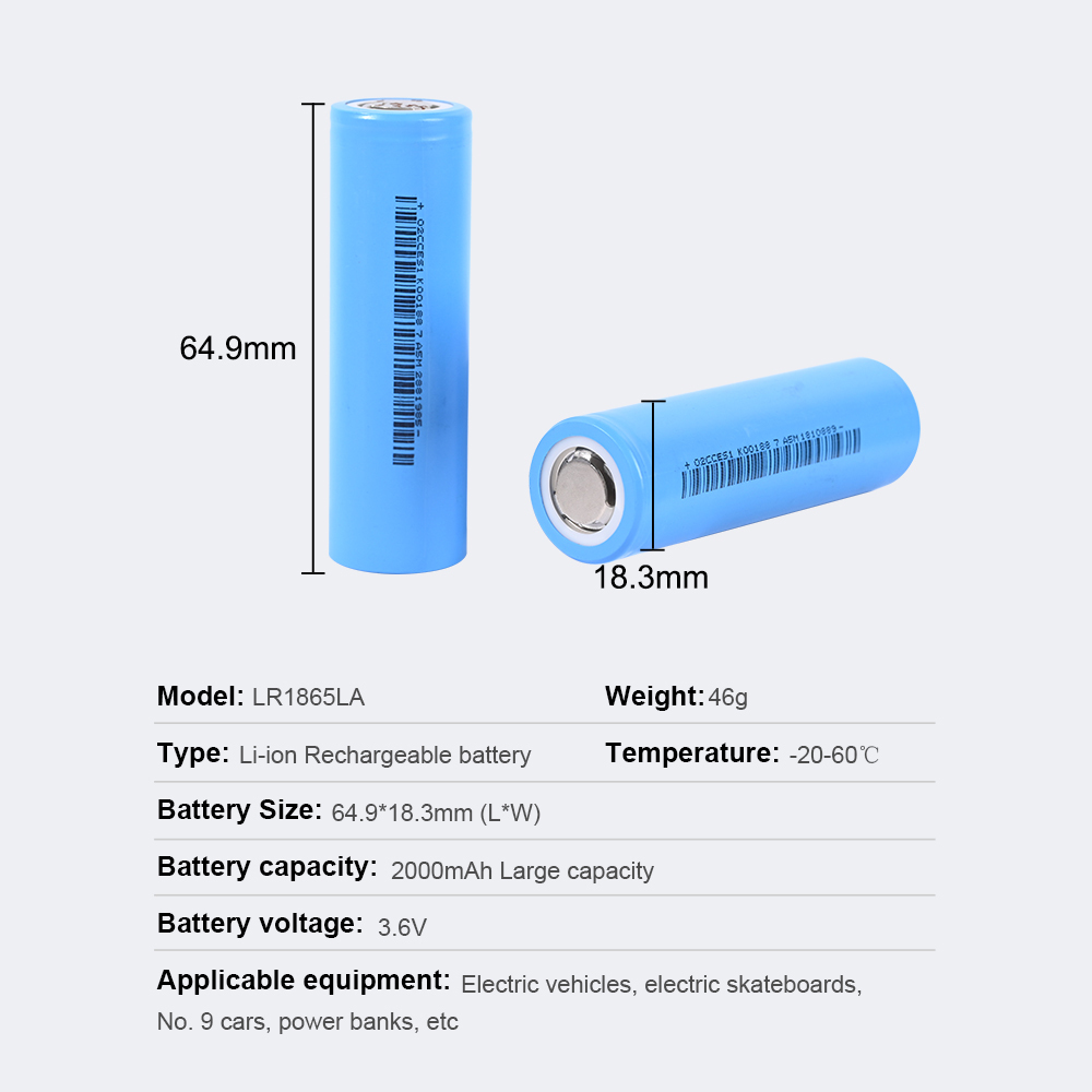 LR1865LA 2000mAh Li-ion battery cells