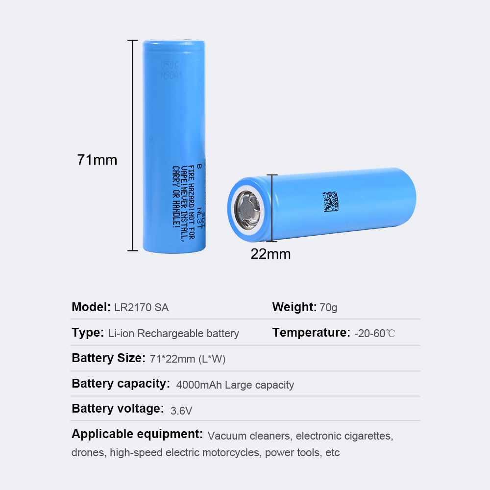 LR2170SA  4000mAh Li-ion battery cells