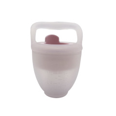 BT0041 مصاصة طعام الفاكهة للأطفال، أكياس سيليكون شبكية مصاصة مع غطاء حماية على شكل كوب قياس، خالية من مادة BPA