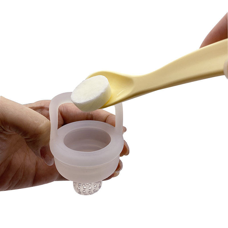BT0041 Baby Fruit Food Feeder Pacifier, Silicone Pouches Mesh Sucker Teethers with Measuring Cup Type Protective Case,BPA Free