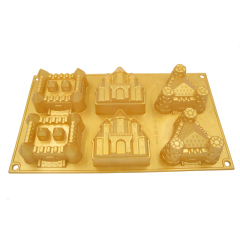 silicone muffin mold | BM053 6 Cup Castle Muffin Mould