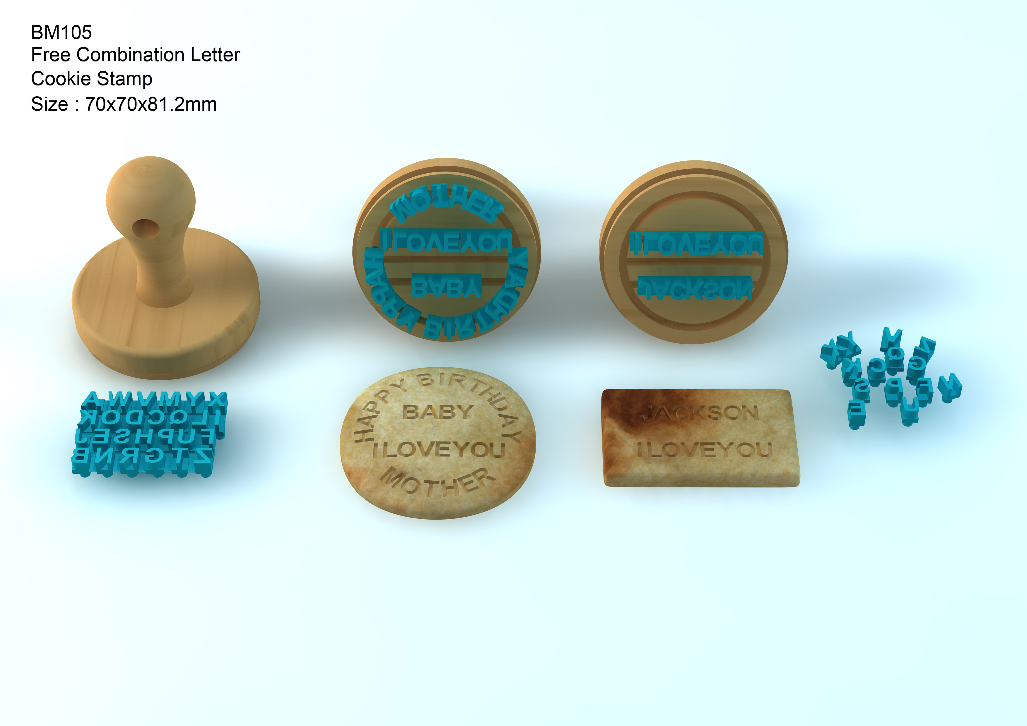 BM105A-BM105B-BM105C Free Combination Letter  Cookie Stamp