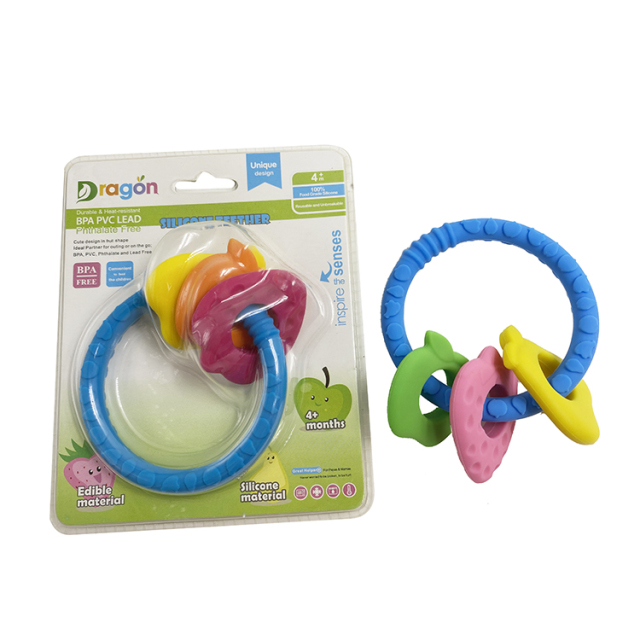 BT022 Beißring aus Silikon mit Schlaufe | Beißring aus Silikon