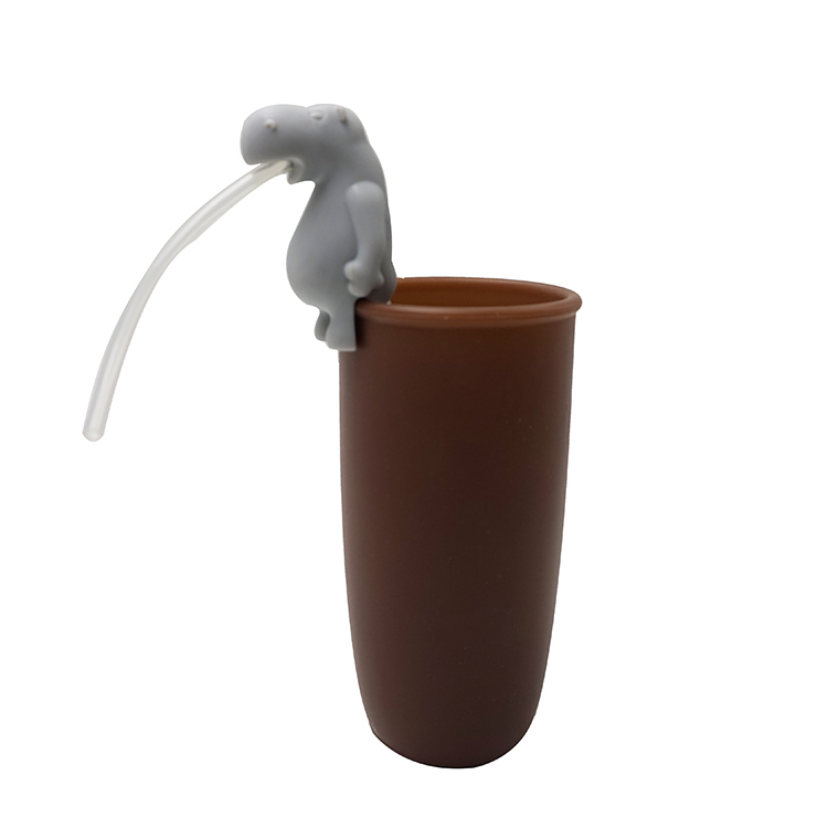 TT073 Straw Holder in Hippo Shape  | Silicone straw holder