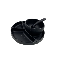 Silicone Baby Feeding set in black with white specks