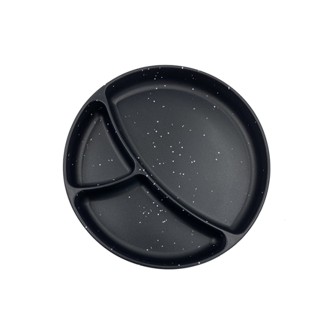 Silicone Baby Feeding set in black with white specks