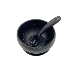 Silicone Baby Feeding set in black with white specks