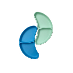 TT046 Moon Shape Silicone Plate with Suction Base | silicone suction plate