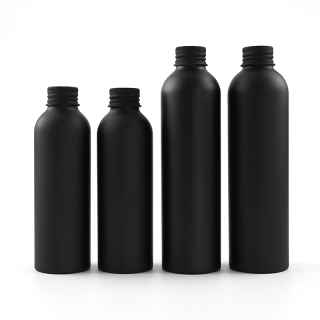 aluminium bottle serum frosted matte black aluminium bottles with metal screw lid