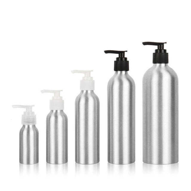 Hot Selling 30ml 50ml 100ml 120ml 150ml 250ml 500ml Aluminum Cosmetic Packaging Bottle With Press Pump Cap For Lotion