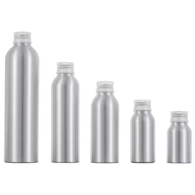 Aluminium Cosmetics Round Bottle With Screw Cap