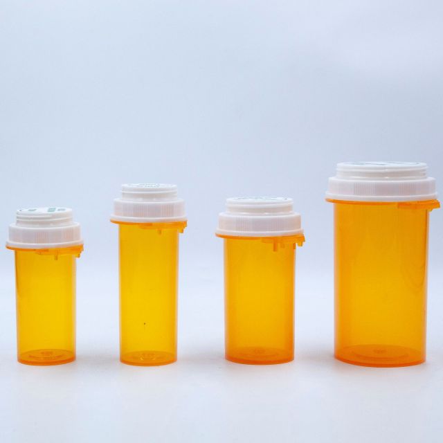 Plastic Push Down and Turn Child Resistant Vials for 6DR 8DR 10DR 13DR 16DR 20DR 30DR 40DR 60DR